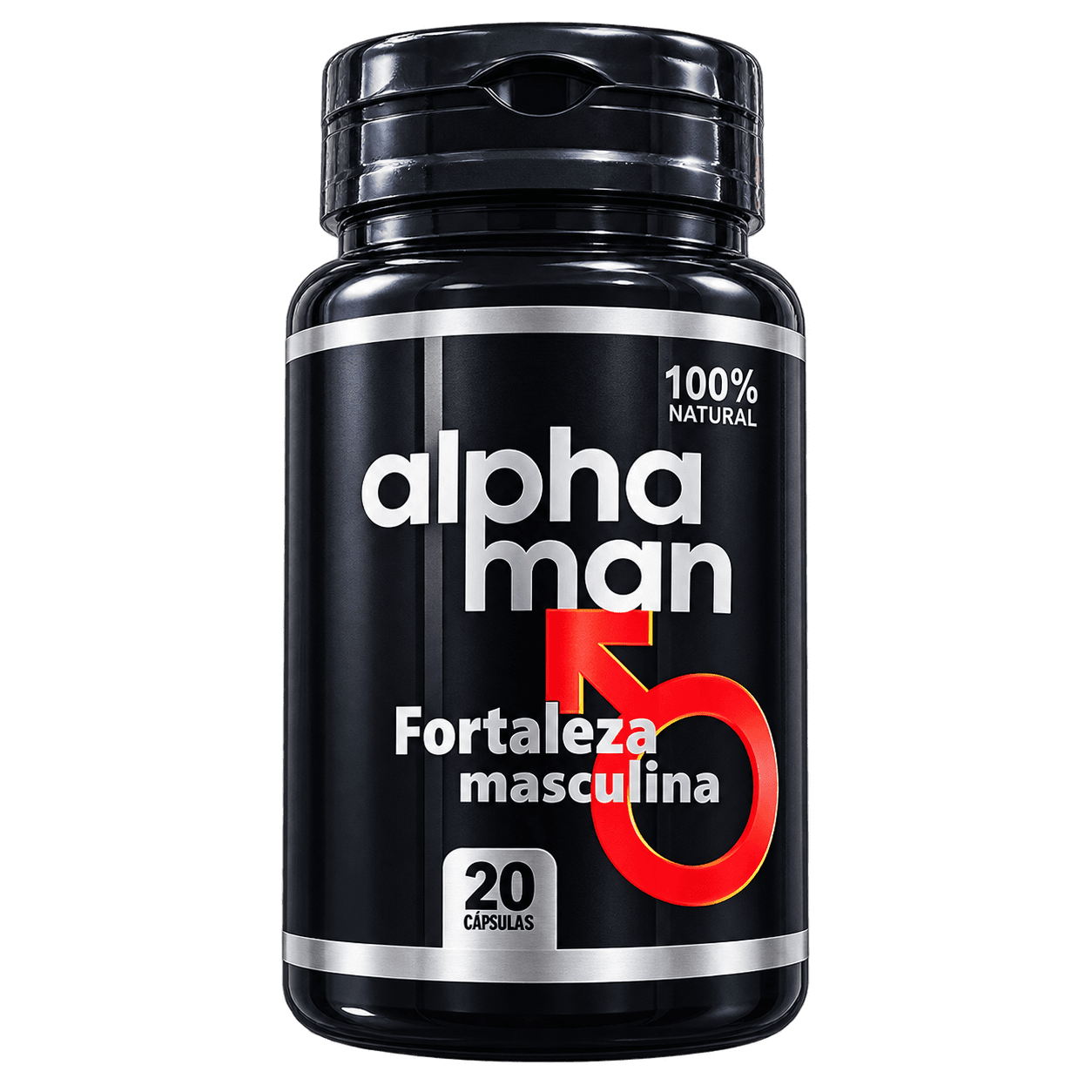 Frasco AlphaMan de 20 cápsulas.
